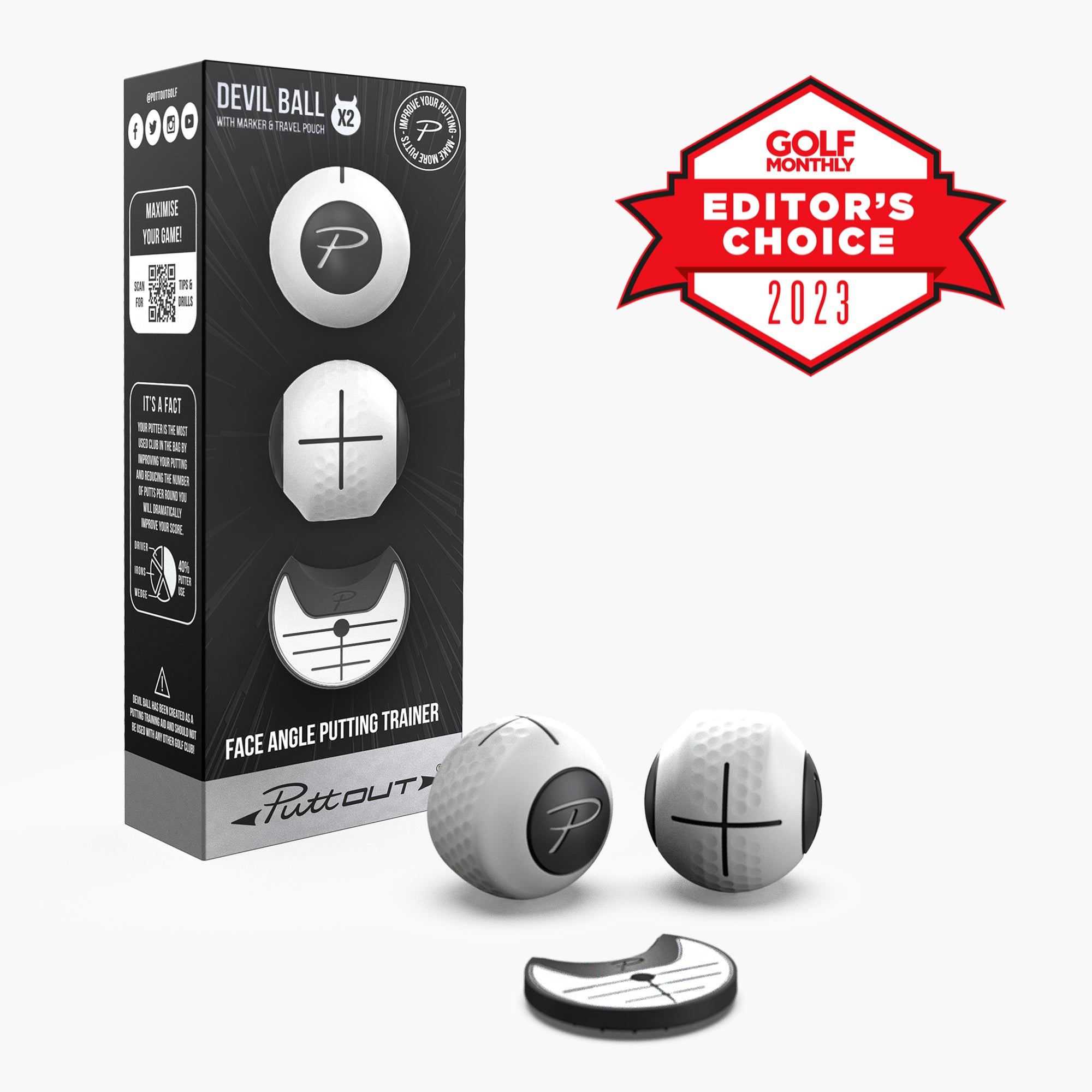 PuttOUT Devil Ball Face Angle Trainer (2 Pack)